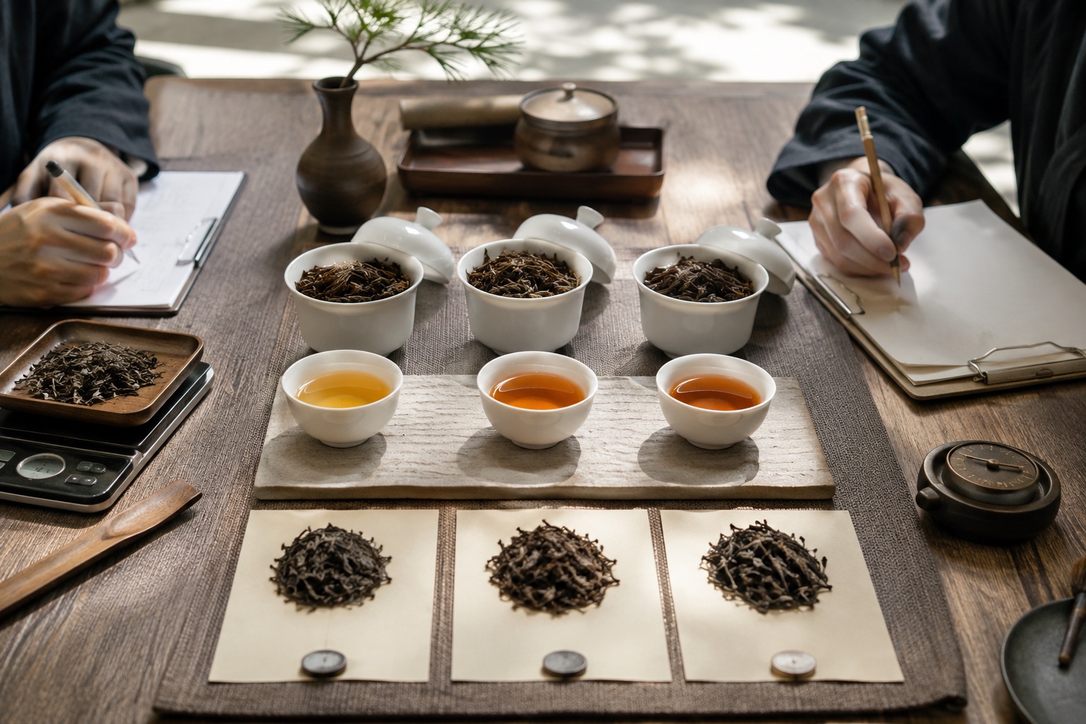 三款茶品对比品审现场